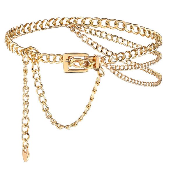 Аmаbrо Accessories - Multilayer Waist Chain Belt, Adjustable Metal Chain Dress Belt Women Girls😀